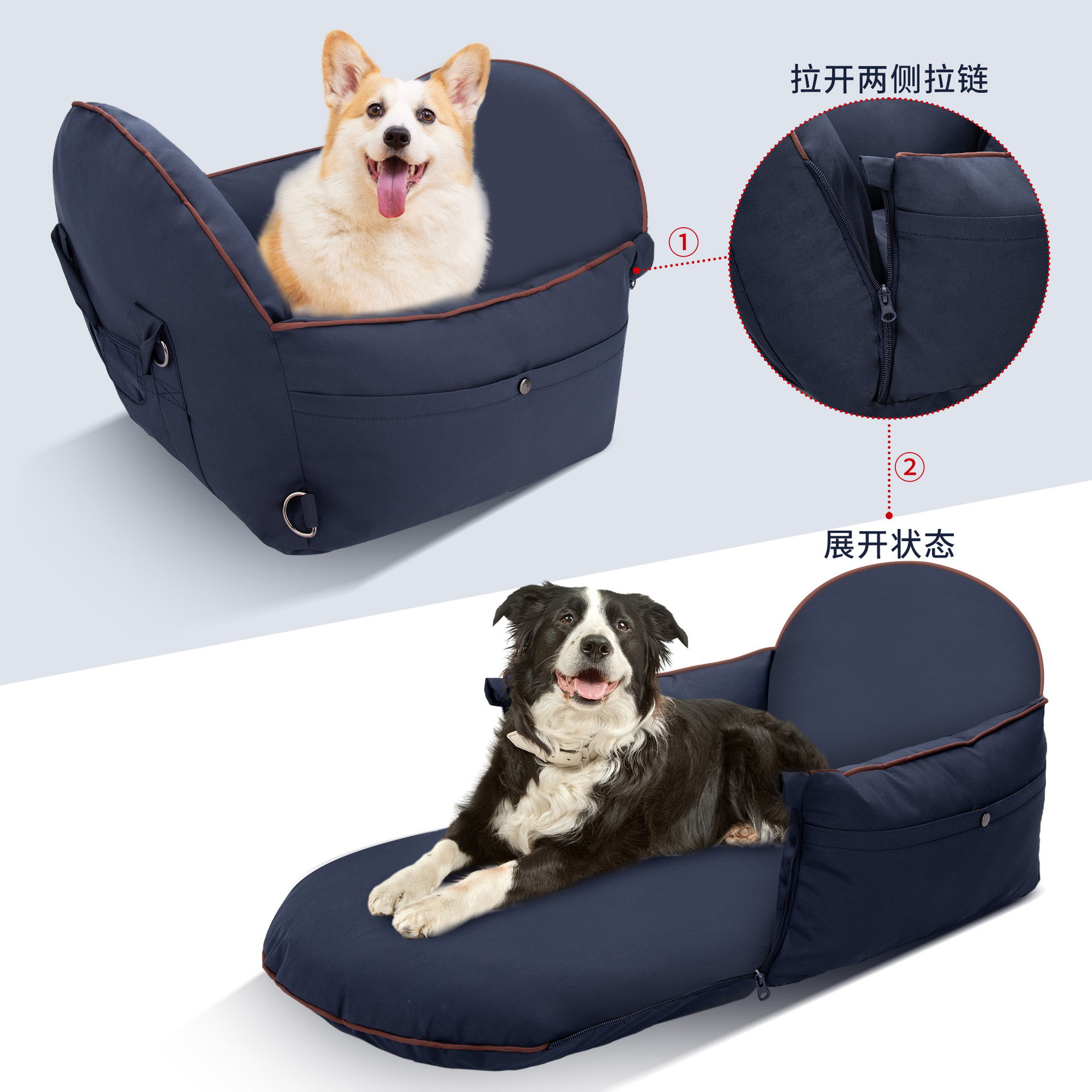 愛犬と快適移動を実現する車載用拡張型犬ベッド