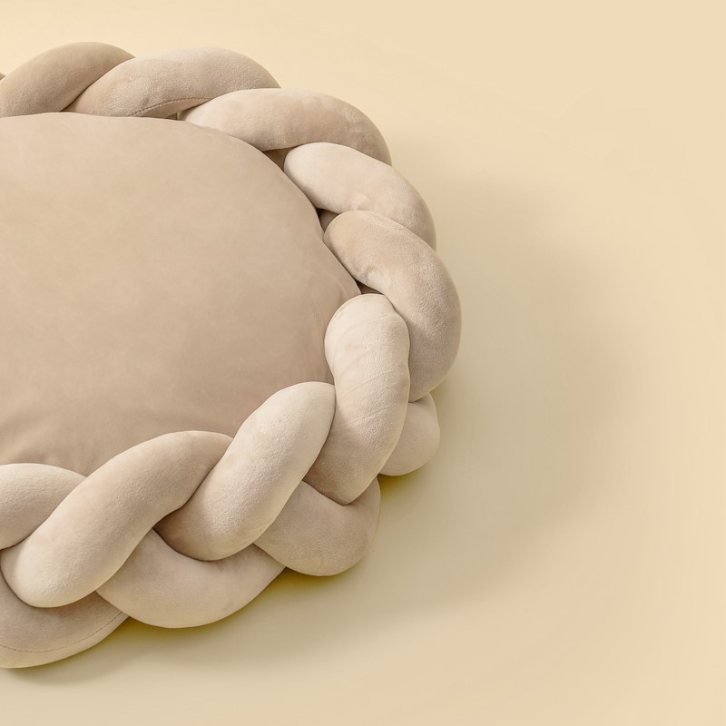 犬ベッド 三つ編みデザイン丸型犬用クッション