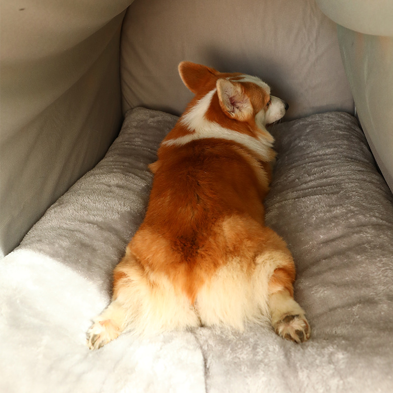 犬ベッド 幾何学模様付き持ち運び便利なドーム型犬ベッド