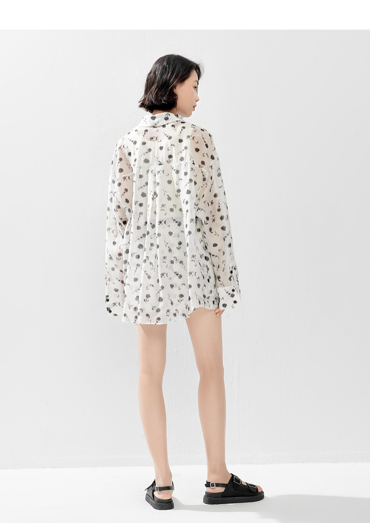 ドットコーデ 花柄シアーセットアップ