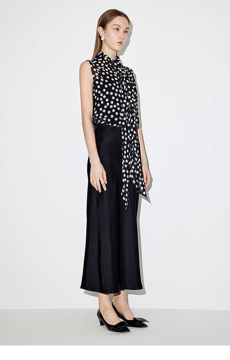 ブラウス ドットコーデ 水玉模様の襟付きノースリーブブラウス