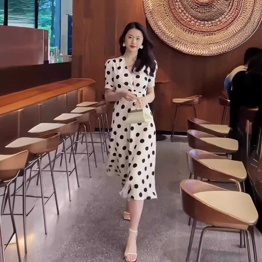 ワンピース ドットコーデ クラシック水玉模様ワンピース