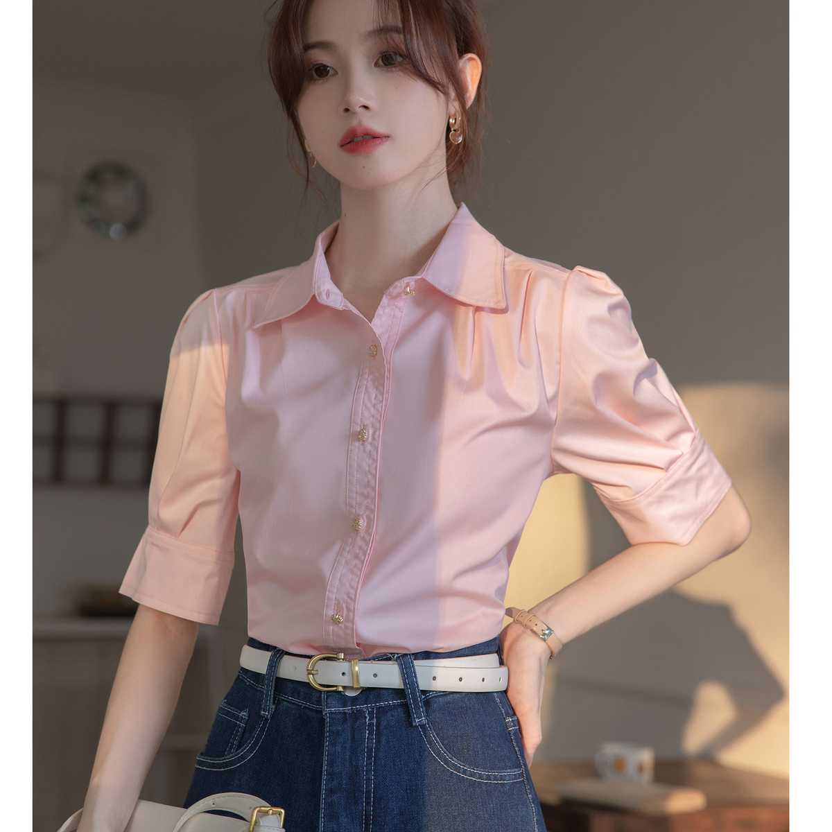 ブラウス ドットコーデ 上品シルエット七分袖ブラウス