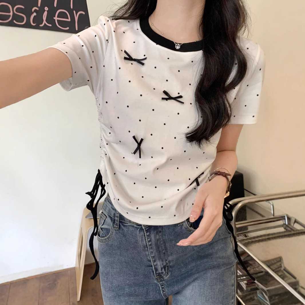 シャツ ドットコーデ 小さな水玉と結び目の上質シャツ