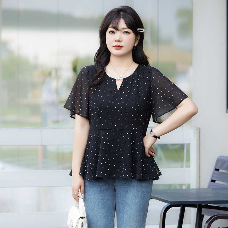 ブラウス ドットコーデ 水玉模様のペプラムブラウス