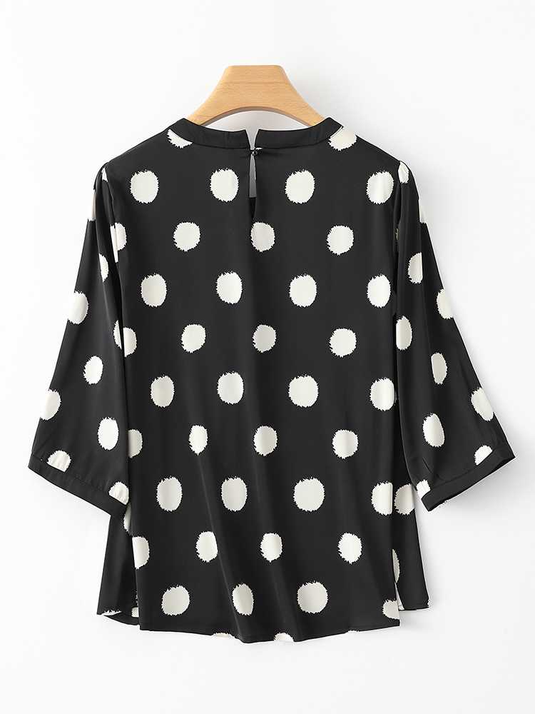 ブラウス ドットコーデ 水玉模様の七分袖ブラウス