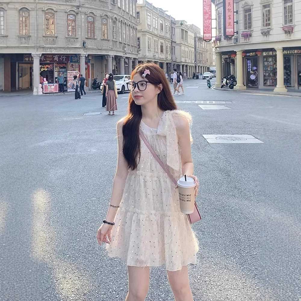 ドットコーデ ドットコーデ キラめき水玉ふんわりワンピース