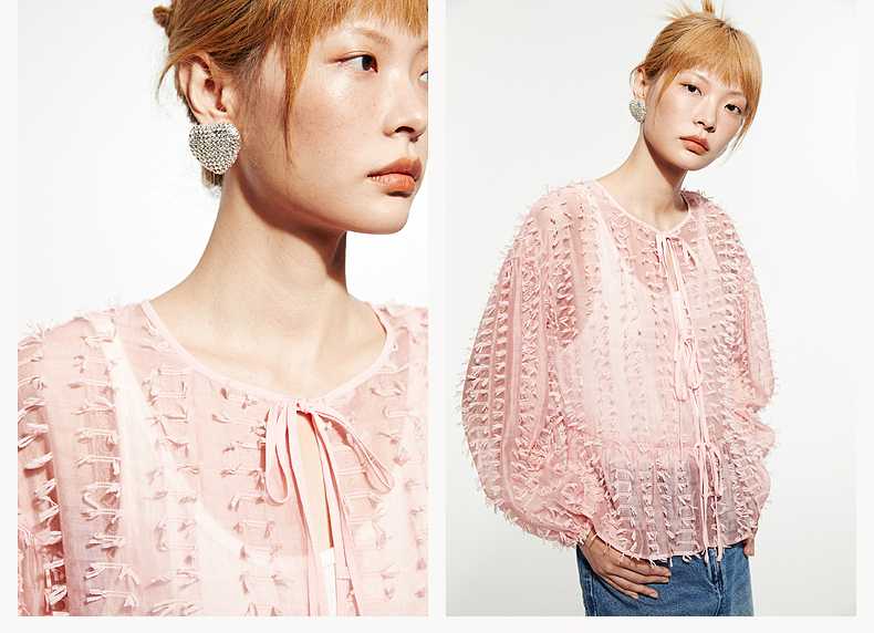 ドットコーデ ふんわり立体模様シアーブラウス