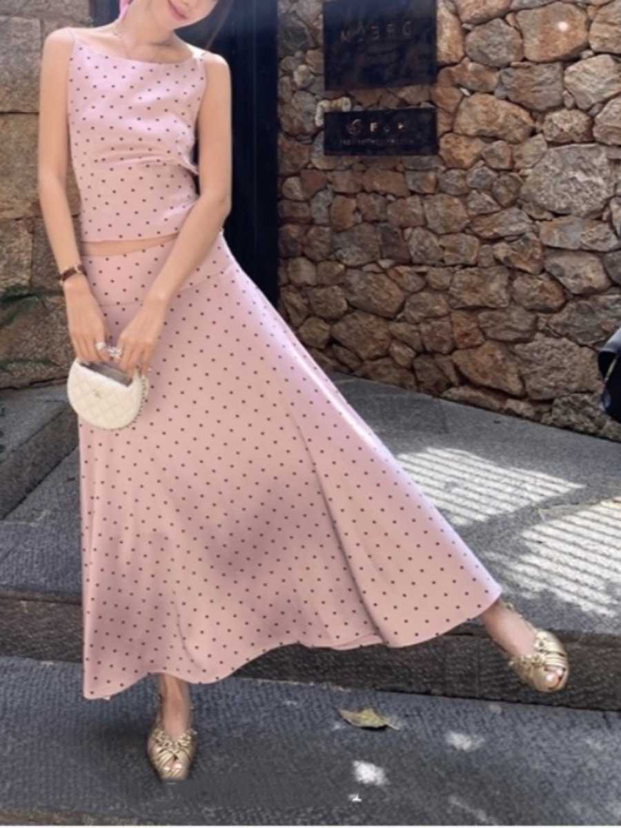 セットアップ ドットコーデ 優美水玉マキシセットアップ
