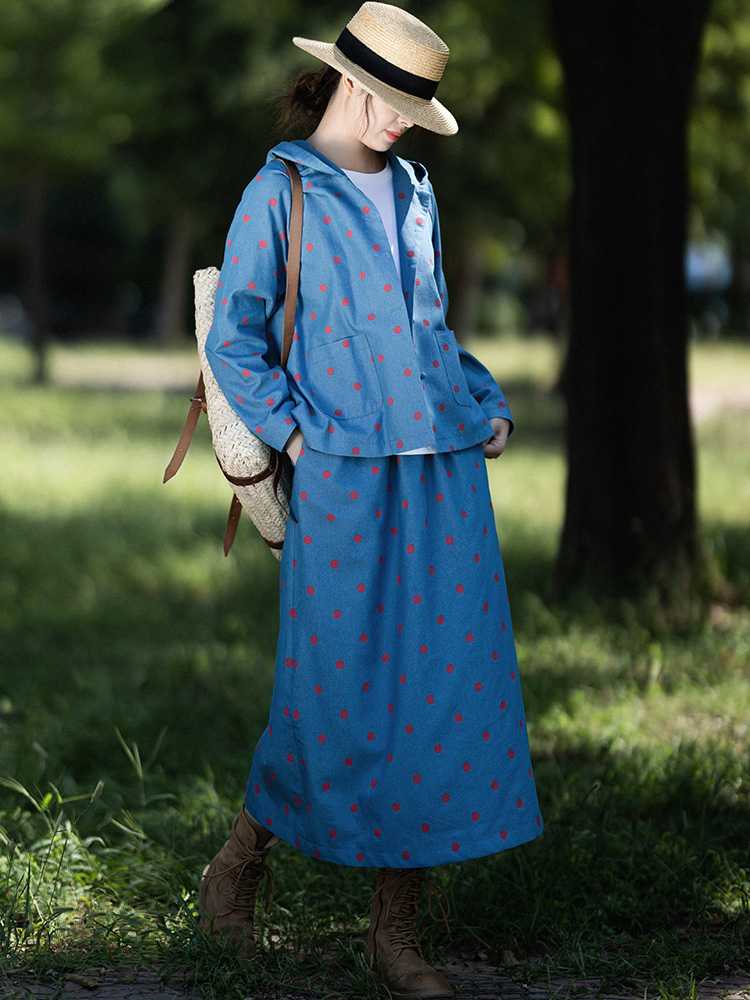 セットアップ ドットコーデ 水玉模様の春夏セットアップ