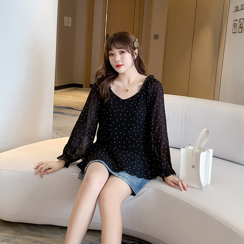 ドットコーデ 水玉柄シフォンブラウス