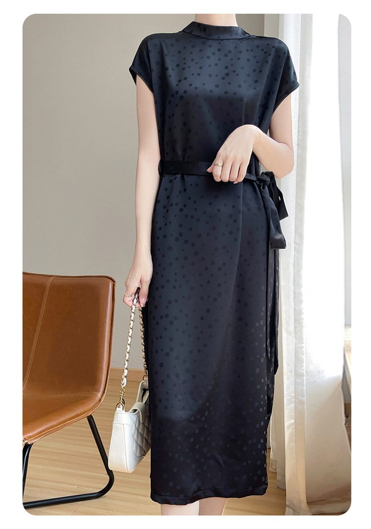ドットコーデ ドット柄シルクワンピース