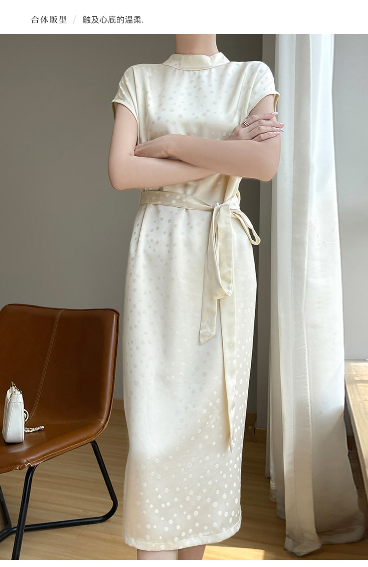 ドットコーデ ドット柄シルクワンピース