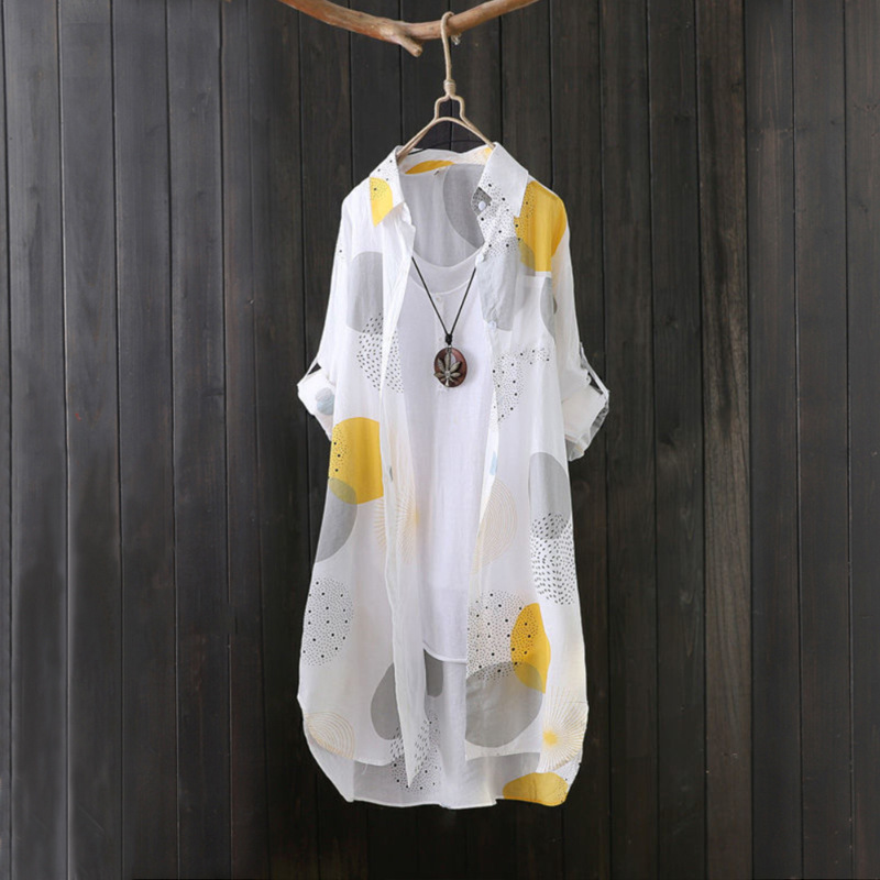 ドットコーデ 幾何柄ロングシャツワンピース