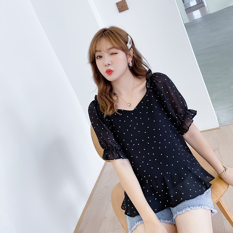 ドットコーデ 水玉柄シフォンブラウス
