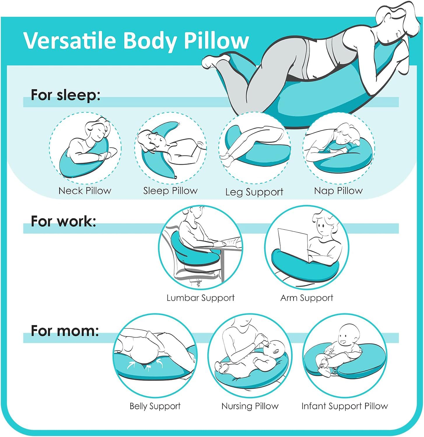 抱き枕大きい全身サポート三日月型