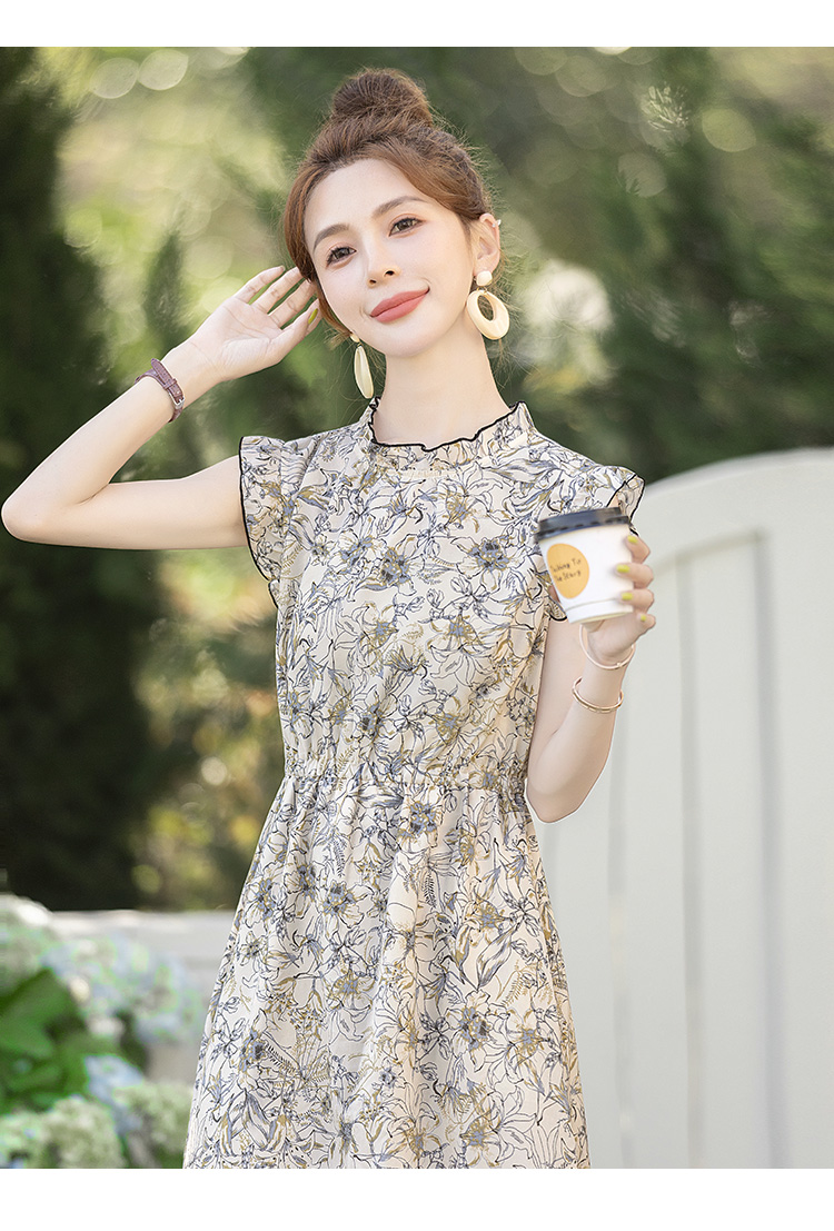オケージョン　ドレス オケージョン　ドレス 優美な花柄フリルノースリーブワンピース