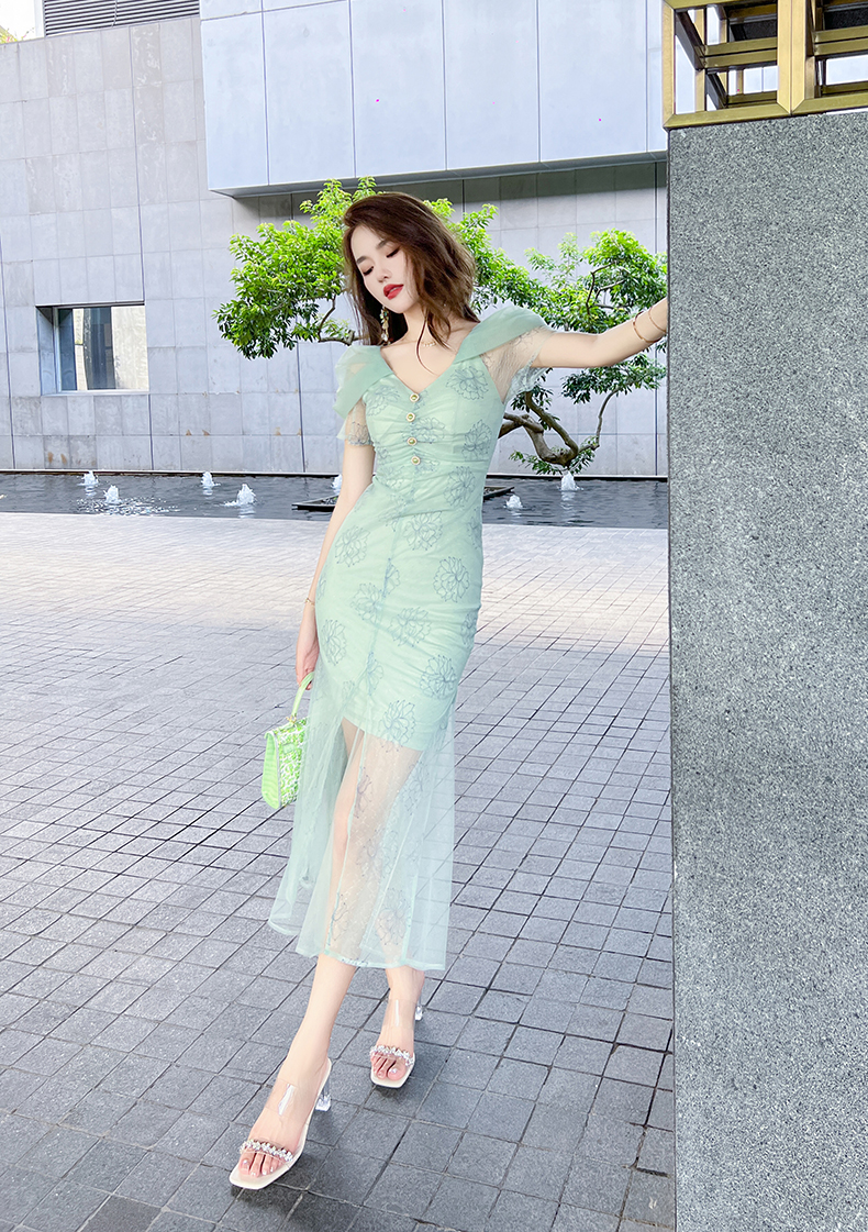 オケージョン　ドレス オケージョン　ドレス 花柄シアー マーメイド ワンピース