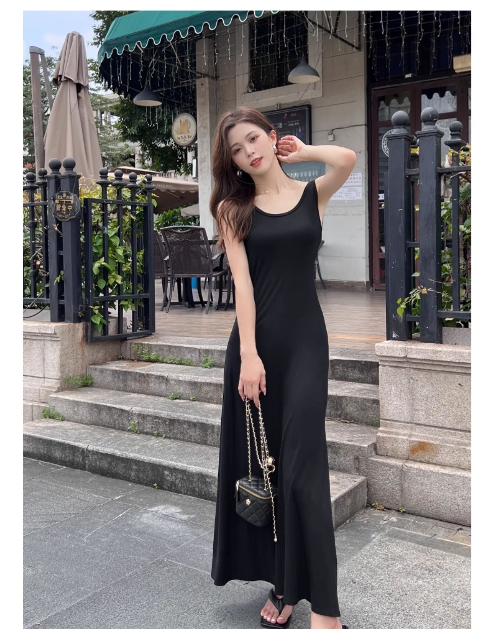 オケージョン　ドレス オケージョン　ドレス シンプル優美ノースリーブロングドレス