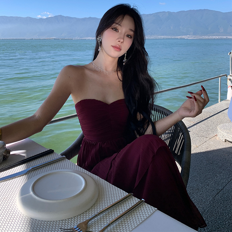 オケージョンワンピース 優美なティアードプリーツドレス