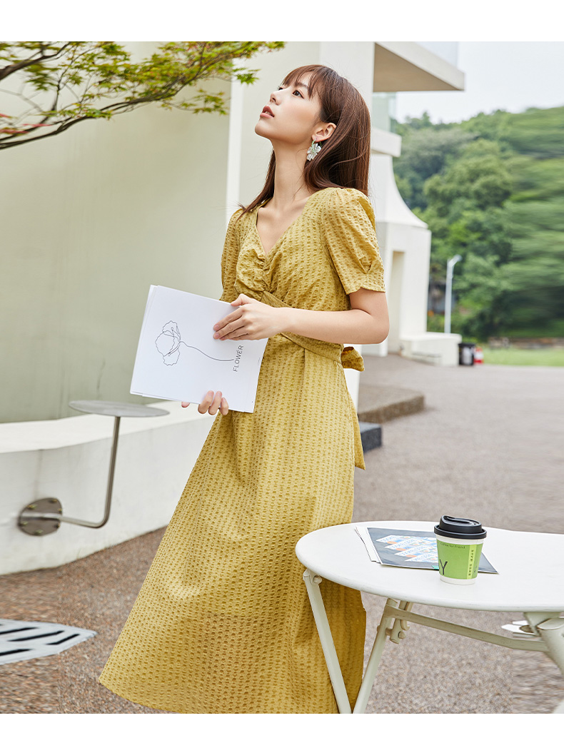 オケージョン ドレス 優美パフスリーブ ドレープワンピース