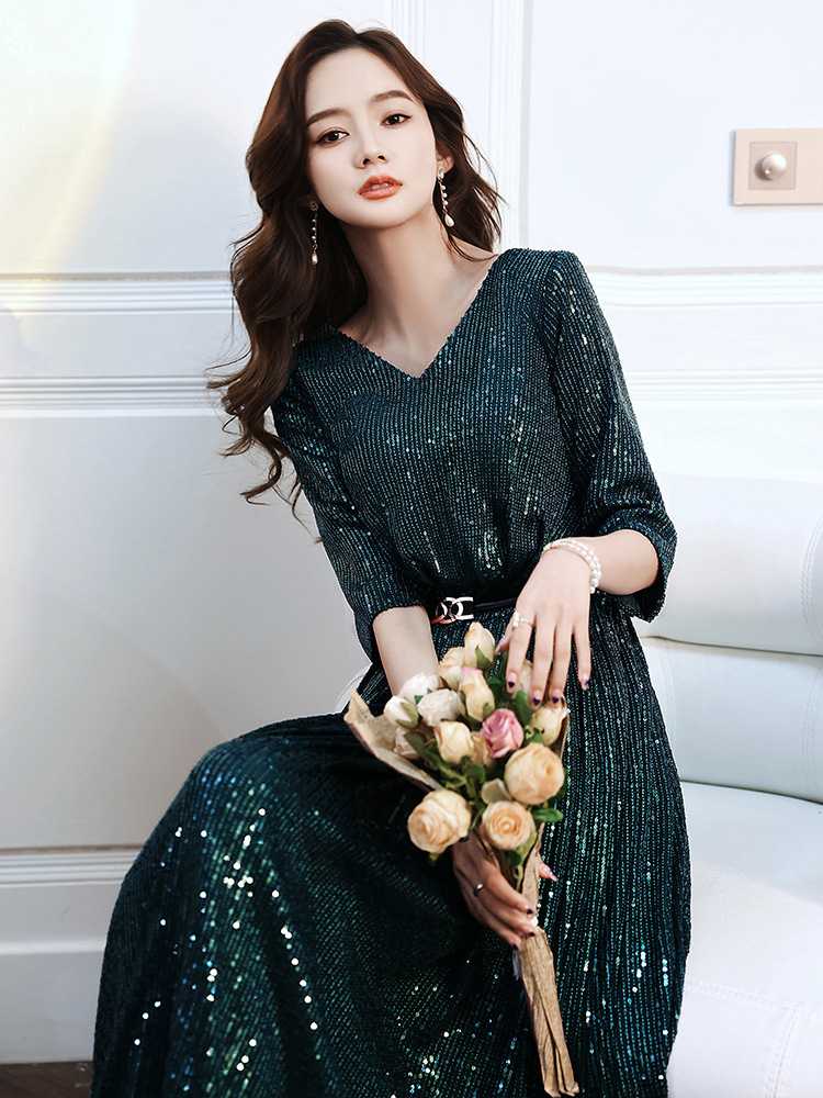 オケージョンワンピース きらめき優美シアーワンピース