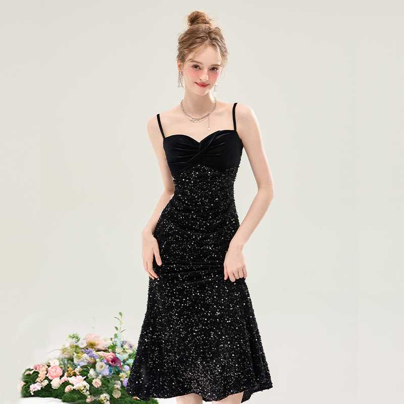 オケージョン　ワンピース スパンコール煌めき キャミドレス