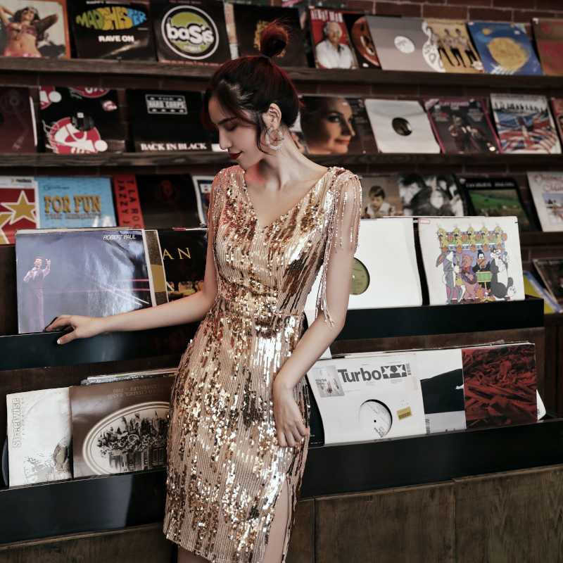 オケージョン　ドレス オケージョン　ドレス 煌めきスパンコール ノースリーブタイトドレス