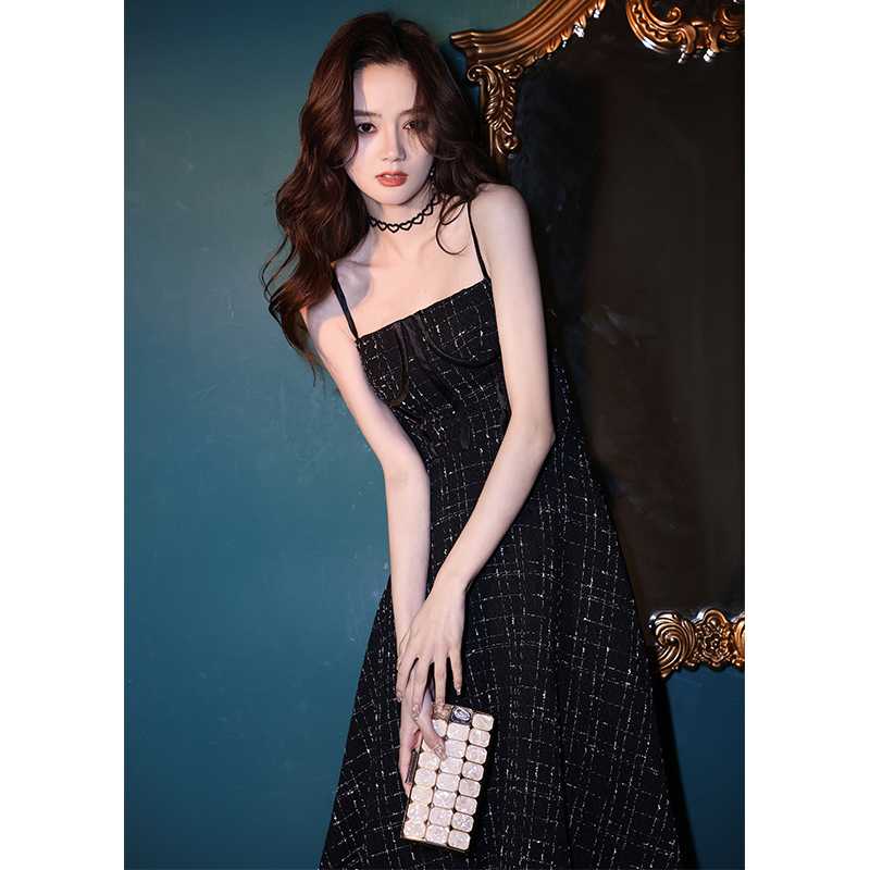 オケージョン ドレス 格子柄キャミソールロングワンピース