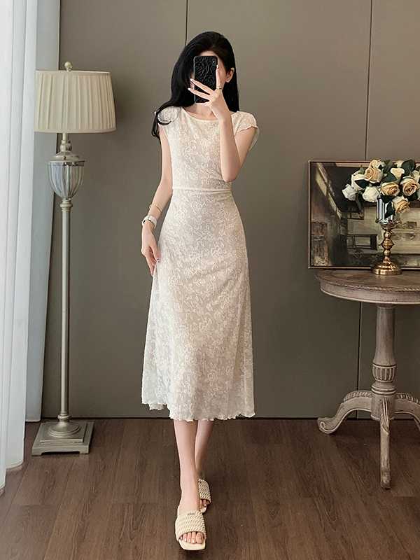 オケージョン ドレス 優美なレースタイトドレス