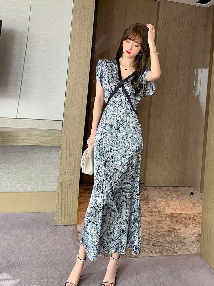 オケージョン ドレス 大理石模様のクロスラインワンピース