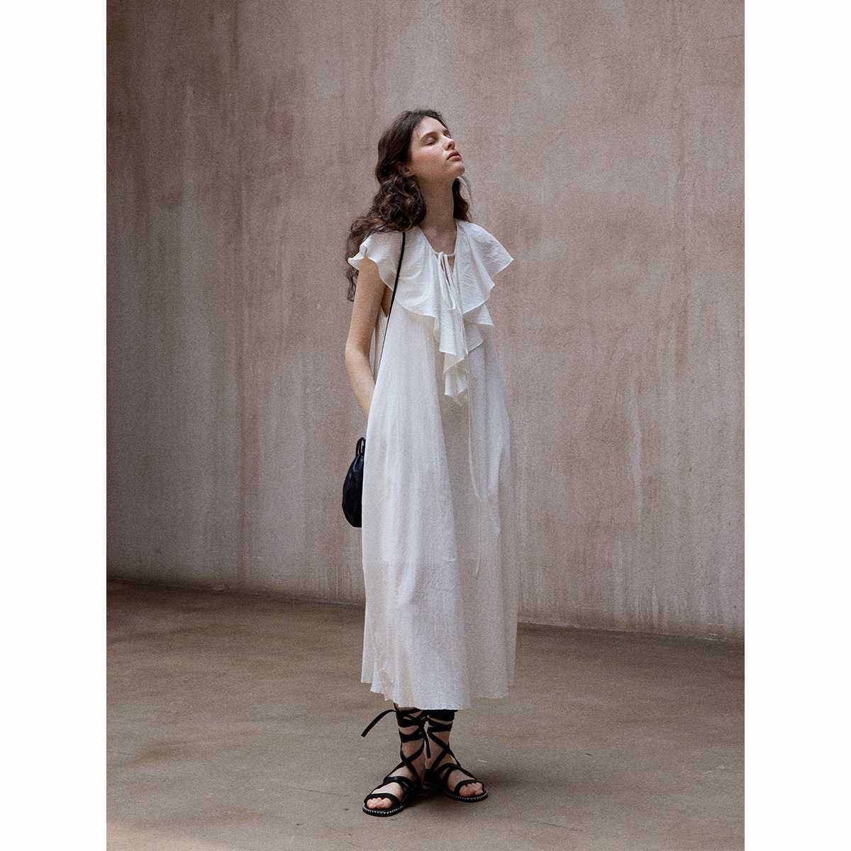 オケージョン ドレス フリルフロント リボン ワンピース