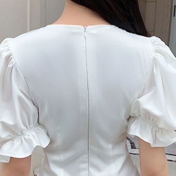 オケージョン ドレス パフスリーブギャザーマーメイドドレス