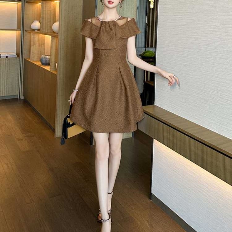 オケージョン ドレス 優美フリルオフショル ミニドレス