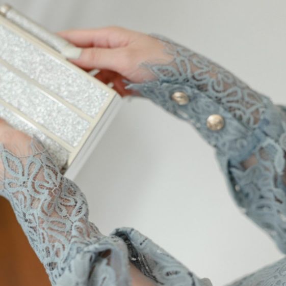 オケージョン ドレス 総レース長袖スクエアネックタイトドレス