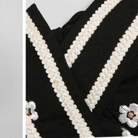 オケージョン ドレス セーラー襟リボン付き花柄刺繍パフスリーブワンピース