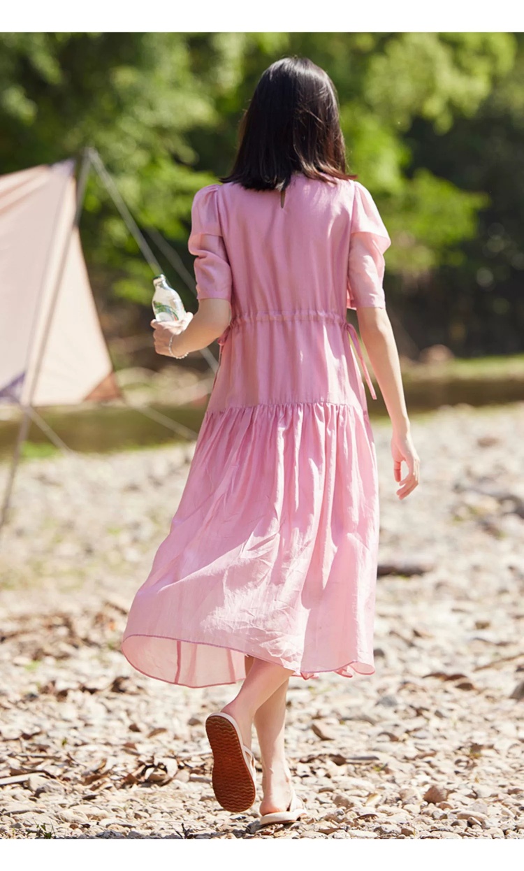 オケージョン ドレス 優美シフォン フリル袖ワンピース