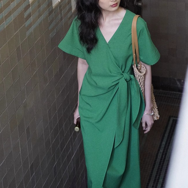 オケージョン ドレス 優美なリボン結びロングワンピース