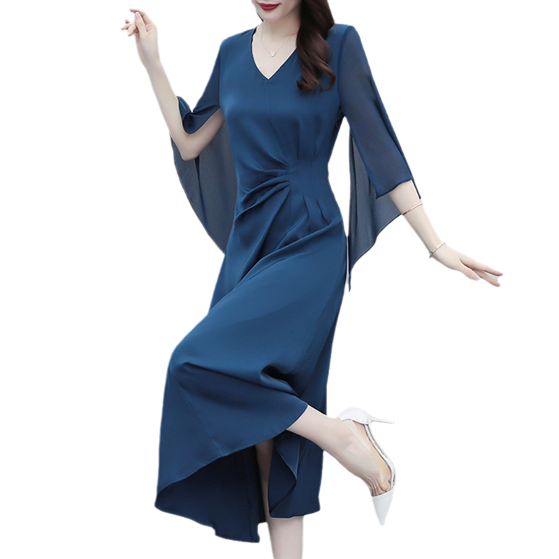 オケージョン ドレス フレアスリーブブイネックドレープワンピース