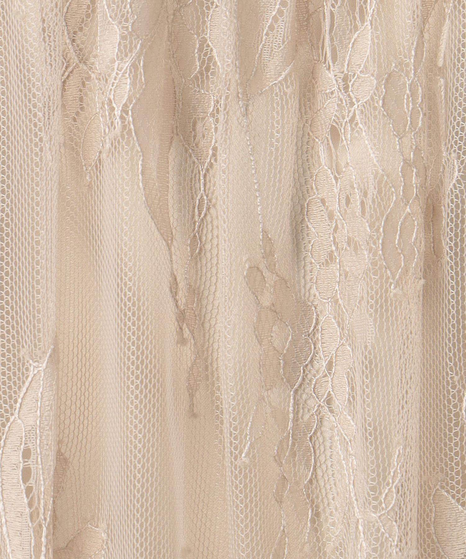 オケージョン ドレス 総レース長袖シアー切替ロング丈ワンピース