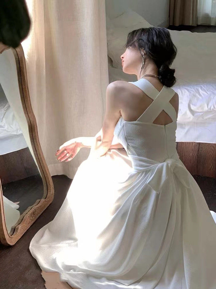 オケージョン ドレス ウエストリボンフレアスカート切替ノースリーブワンピース