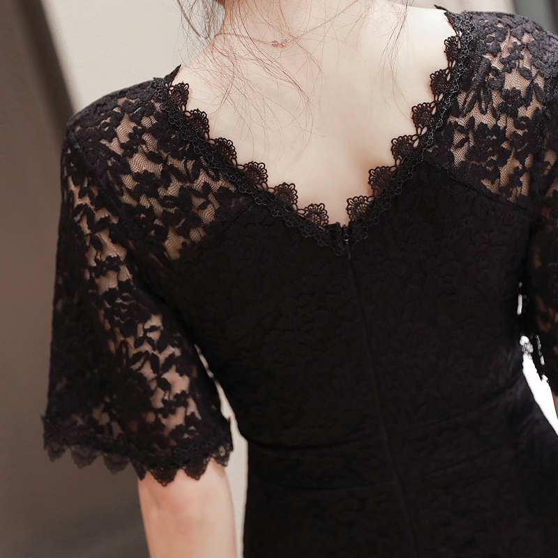 オケージョン ドレス 花柄総レース袖付きマーメイドロングドレス