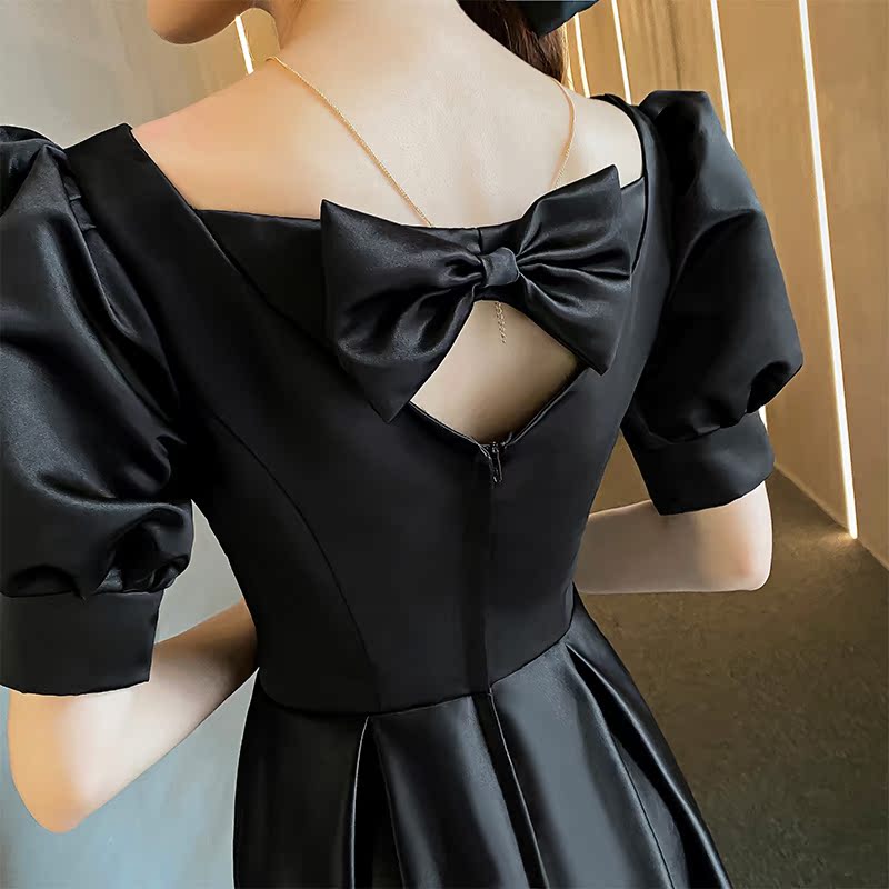 オケージョン ドレス パフスリーブスクエアネックフレアワンピース