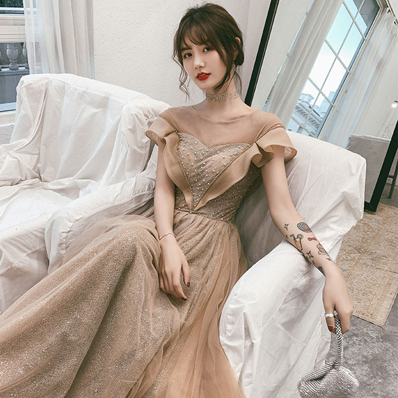 オケージョン ドレス 煌めきラメチュールオフショルダードレス