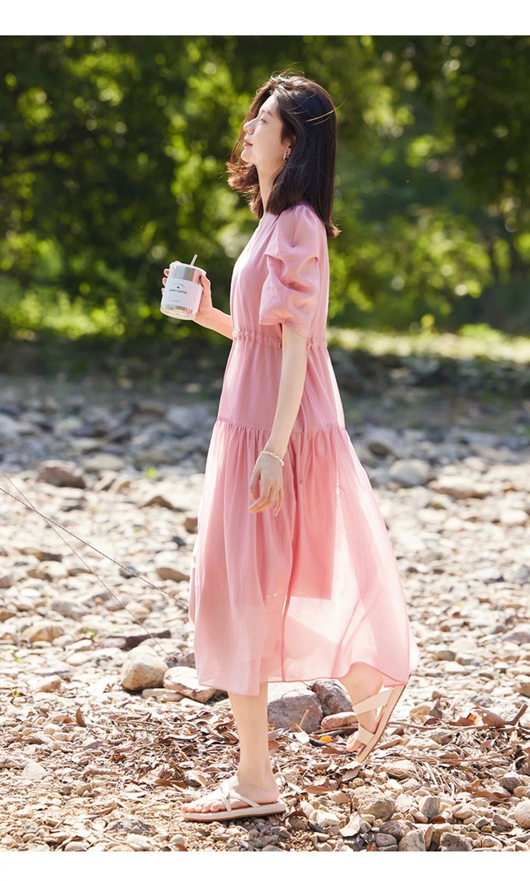 オケージョン ドレス 優美シフォン フリル袖ワンピース