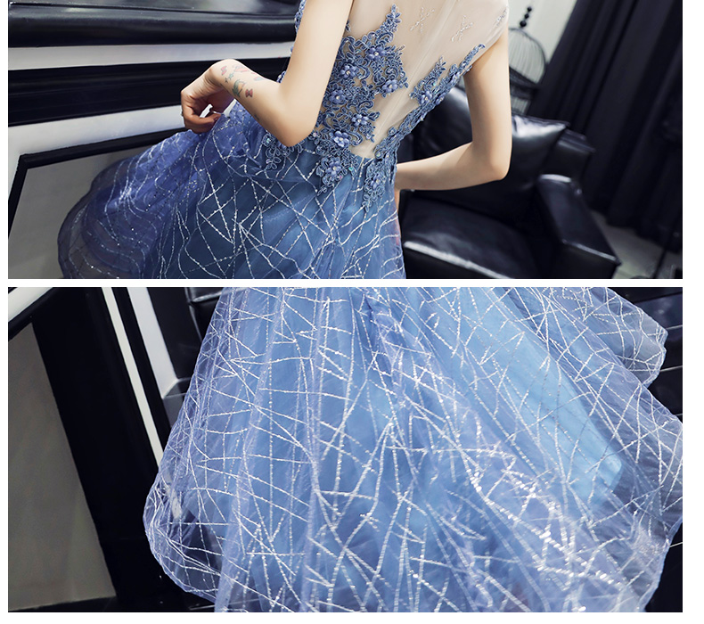 オケージョン ドレス 煌めき刺繍チュール裾非対称ノースリーブドレス