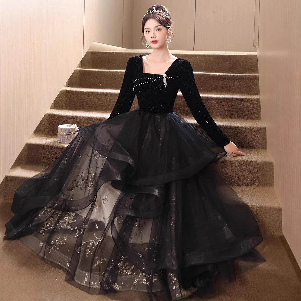 オケージョン ドレス 優美な宮廷風チュールロングドレス