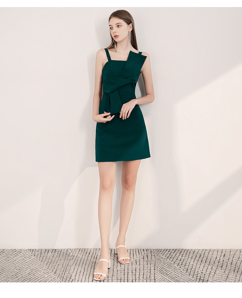 オケージョン ドレス アシンメトリーリボンデザインノースリーブワンピース