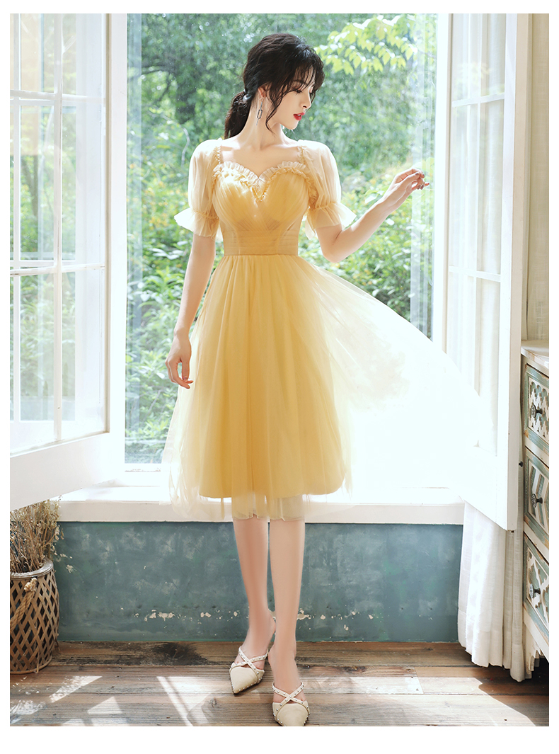 オケージョン ドレス 花びらチュール袖ふんわり姫様風ミディ丈ドレス