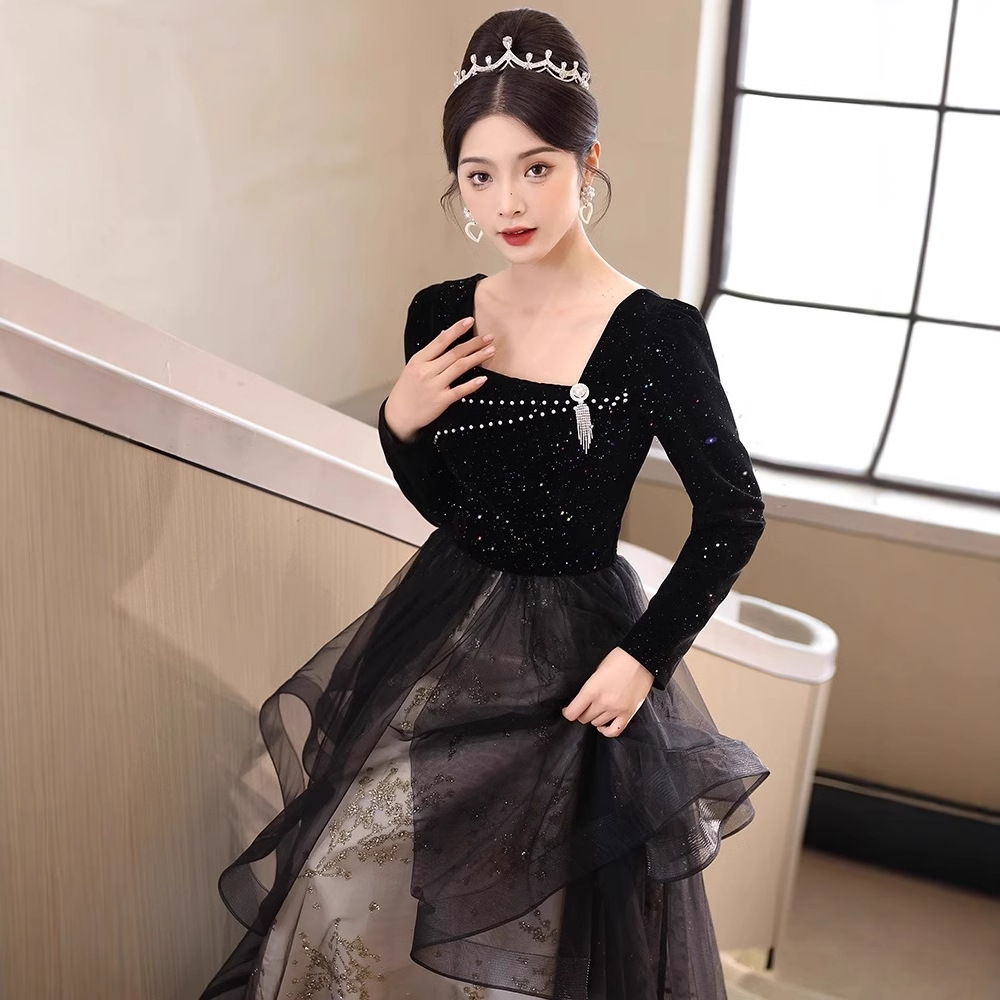 オケージョン ドレス 優美な宮廷風チュールロングドレス